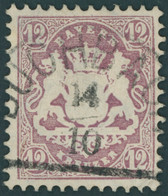 BAYERN 26X O, 1870, 12 Kr. Dunkelbraunpurpur, Wz. Enge Rauten, Zentrischer Segmentstempel BUCHBACH, Farbfrisch, Kabinett - Other & Unclassified