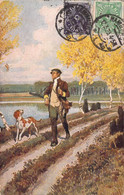 CHASSE - Illustration Signée PAUL SEY - Un Chasseur Et Son Chien - Fusil - Epagneul Breton - Carte Postale Ancienne - Caccia