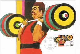 48878. Tarjeta Maxima LOS ANGELES (cal) 1983. Olympic Games 84, Halterofilia - Maximumkarten (MC)