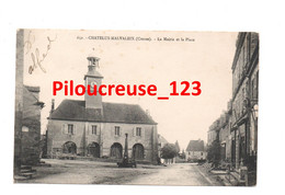 23 Creuse - CHATELUS-MALVALEIX - " Place De La Mairie - Fontaine - Au Verso Cachet Hôpital Bénévole " - 2 Scan - RARE - Chatelus Malvaleix