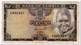 ZAMBIA,1 KWACHA,1976,P.19,SIGN 5,F-VF - Zambie