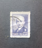 Türkiye 1946 EFFIGY OF  ISMET PRESIDENT COLOR ERROR SLATE VIOLET INSTEAD OF GRAY BLACK  7 SCANNER - Gebruikt