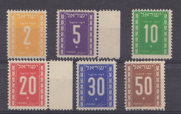 ISRAEL TIMBRES TAXE 1949 Y & T 6-11 NEUFS TRACES CHARNIERES - Timbres-taxe