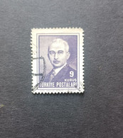 Türkiye 1946 EFFIGY OF  ISMET PRESIDENT COLOR ERROR SLATE VIOLET INSTEAD OF GRAY BLACK  7 SCANNER - Usati