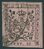 MODENA 2II O, 1852, 10 C. Schwarz Auf Rosa, Type II, Breitrandig Mit Teilen Aller Trennlinien, Kabinett, Mi. (80.-) - Modena