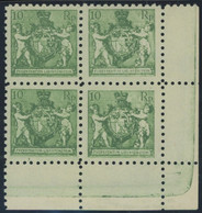 LIECHTENSTEIN 50A VB **, 1921, 10 Rp. Dunkelgelblichgrün, Gezähnt L 91/2, Im Viererblock Aus Der Unteren Rechten Bogenec - Other & Unclassified