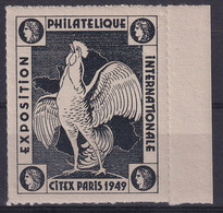France Vignette Philatélique Citex 1949 N°17a - Noir Sur Chamois - Neuf ** Sans Charnière - TB - Expositions Philatéliques