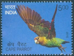 India 2016 Exotic Birds 1v Stamp MNH Macaw Parrot Amazon Crested, As Per Scan - Cuckoos & Turacos