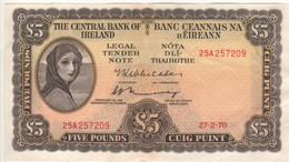 IRELAND 5 Pounds   P65b   Dated 27.2.1970 ( Lady Hazel Lavery + River Lagan Water Spirit At Back ) - Irlande