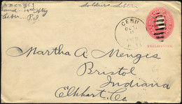 PHILIPPINEN Amerikanische Besetzung: 1900, 2 C. Rosa Ganzsachen-Soldatenbrief, Handschriftlich Soldiers Letter Von Der I - Philippines