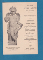 Menu SOCIETE EMULATION DOUBS Banquet 10 Décembre 1896 Maison Colomat Génie Belles Lettres Statue Granvelle Petit - Menus