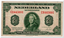NETHERLANDS,2 1/2 GULDEN,1943,P.65,VF - 2 1/2 Gulden