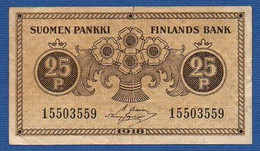 FINLAND - P. 32a (7) – 25 Penniä 1918 VF, Serie 15503559 - Finlandia