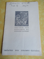 Programme Ancien/Musique/Théâtre Des Champs Elyséees/Sté Des Concerts Du Conservatoire/Festival Beethoven/1956   PROG338 - Programmes