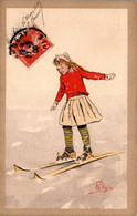 Pellegrini Cpa Sport D'Hiver 滑雪 Ski スキー Esquí Sciare Sciatore Neige Snow 雪 N°27 Cpa Couleur Voyagée En 1909 En B.Etat - Sonstige & Ohne Zuordnung