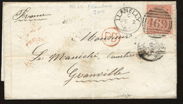 COVER / ONE PENNY VICTORIA / LLANELLY TO GRANVILLE FRANCE 1865 - Cartas