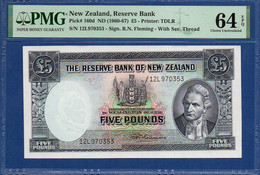 NEW ZEALAND  - P.160d – 5 Pounds ND (1960-67) UNC-  / PMG 64, Serie 12L970353 - Nuova Zelanda