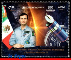 Ref. MX-V2020-23 MEXICO 2020 - FIRST ASTRONAUT ANDSATELLITE MORELOS II - 35 YEARS, MNH, SPACE EXPLORATION 1V - Amérique Du Nord