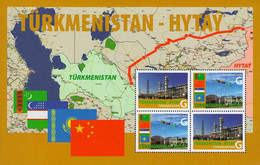 Turkmenistan 2010 Gas Pipeline Opening Turkmenistan - China Set Of 4 Stamps In Block Mint - Turkmenistán