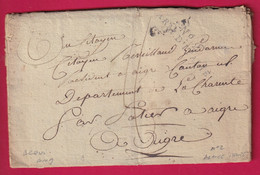 MARQUE N°2 ARMEE ITALIE + ACQUI AN9 1801 POUR AIGRE CHARENTE LETTRE COVER - Legerstempels (voor 1900)