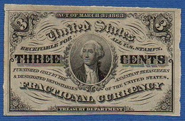 UNITED STATES OF AMERICA - P.105a – 3 Cents 1863 AUNC, No Serial Number - 1863 : 3. Ausgabe