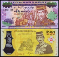 Brunei 25 Dollars,（1992）and 50 Dollars, (2017), Commemorative Notes In The Folder, Paper And Polymer, UNC - Brunei