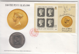 Isle Of Man 1990 Crown Coin Cover - Penny Black - Île De  Man