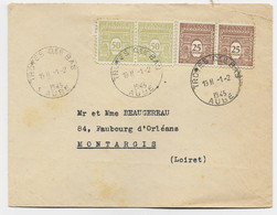 FRANCE ARC TRIOMPHE 25C PAIRE +50C PAIRE LETTRE HOROPLAN TROYES  1.2.1945 AUBE AU TARIF - 1944-45 Arco Di Trionfo