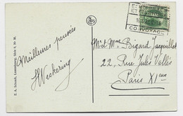 LUXEMBOURG 30C VERT SEUL SOLO CARD GRIFFE CONVOYAGE ECHTERNACH 16.6.1928 TO FRANCE - 1914-24 Marie-Adélaïde