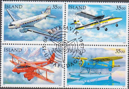 1997. ISLAND. MAIL PLANES 4-block.  (Michel 866-869) - JF529777 - Used Stamps