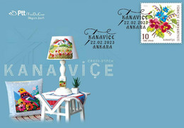 Turkey, Türkei - 2023 - Turkish Local Handicrafts (Cross Stitch, Canvas) ** FDC - Covers & Documents