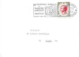 MONACO - TIMBRE N° 772    - RAINIER III   - 1969 - TARIF 13 1 69   -  FLAMME  : IIV FESTIVAL MONDIAL DU THEATRE AMATEUR - Lettres & Documents