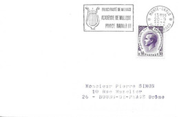 MONACO - TIMBRE N° 545   - RAINIER III  - 1972 - TARIF 14 1 71   - FLAMME  :  ACADEMIE DE MUSIQUE PRINCE RAINIERIII - Covers & Documents