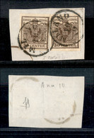 Antichi Stati Italiani - Lombardo Veneto - 1850 - Due 30 Cent (7) Su Frammento - Bella Falla Di Stampa Sul Pezzo Di Sini - Sonstige & Ohne Zuordnung
