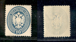 Antichi Stati Italiani - Lombardo Veneto - 1894 - Ristampe - 10 Soldi Azzurro (R20) Con Grande Filigrana - Gomma Integra - Sonstige & Ohne Zuordnung