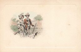 Illustrateur - Colorisé - Couple Qui Promène Un Chien - Chapeau - Edit. T. And Co  - Carte Postale Ancienne - Non Classés