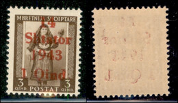 Occupazioni Straniere Di Territori Italiani - Occupazione Tedesca - Albania - 1943 - 1 Qind Su 3 (1d) - Soprastampa In A - Sonstige & Ohne Zuordnung