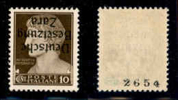 Occupazioni Straniere Di Territori Italiani - Occupazione Tedesca - Zara - 1943 - 10 Cent (2b) Con Soprastampa Capovolta - Sonstige & Ohne Zuordnung