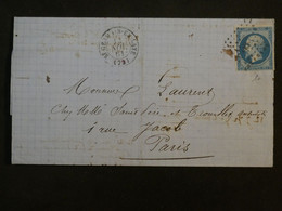 BO12  FRANCE BELLE LETTRE   1861 ST GERMAIN LAYE A PARIS R. JACOB   +NAP. N°14+  AFFRANCH . INTERESSANT++ - 1853-1860 Napoleon III