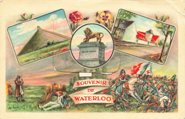 Carte à Système - Souvenir De Waterloo - Colorisé - Multivue - Illustrateur Vondel - Carte Postale Ancienne - A Systèmes