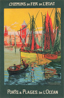 La Rochelle * CPA Illustrateur Julien LACAZE Publicitaire * Ports & Plages De L'océan , Chemins De Fer De L'état - La Rochelle