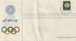 Vè Jeux Olympiques  Hiver Cachet Illustré  ST MORITZ 28/4/1948 Pour Messerli Délégué COI Lausanne Suisse Pli Hors Timbre - Inverno1948: St-Moritz