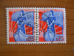 France Obl Paire  N° 1234 - 1959-1960 Maríanne à La Nef