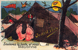 Carte à Système - On Dort Bien - Soulevez La Tente Et Vous Verrez Bayonne Edit. Artaud - Carte Postale Ancienne - Cartoline Con Meccanismi