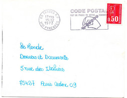 PYRÉNÉES HAUTES - Dépt N° 65 = TARBES RP 1973 =  FLAMME à DROITE =  SECAP Illustrée ' CODE POSTAL / Mot Passe' - Codice Postale