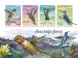 Guinea Bissau 2014, Animals, Birds Hummingbirds, 4val In BF IMPERFORATED - Colibris