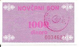 BOSNIE-HERZEGOVINE 1000 DINARA ND1992 VF+ P 50 - Bosnie-Herzegovine