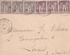 France Marcophilie - Département De L'Indre Et Loire - Hommes - Lettre Type Sage Pour La Suède - 1877-1920: Semi Modern Period