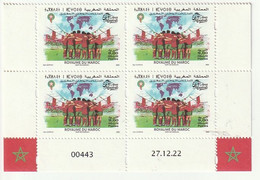 Coin Daté De 4 Timbres. Football. Coupe Du Monde. Qatar 2022. Maroc. Merci Les Lions De L'Atlas. - 2022 – Qatar