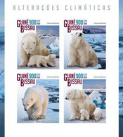 Guinea Bissau 2014, Animals, Climate Warning, Polar Bear, 4val In BF IMPERFORATED - Fauna Artica